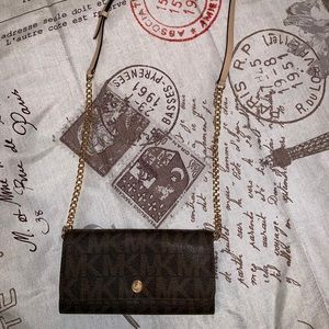 MichaelKors Brown Small Crossbody Chain Wallet Bag